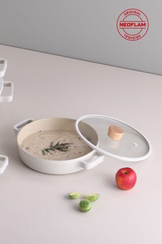 NEOFLAM FİKA CAM KAPAKLI ALÜMİNYUM SAHAN 22CM BEJ