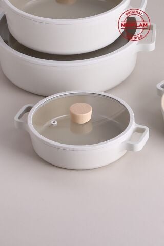 NEOFLAM FİKA CAM KAPAKLI ALÜMİNYUM SAHAN 20CM BEJ