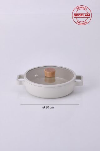 NEOFLAM FİKA CAM KAPAKLI ALÜMİNYUM SAHAN 20CM BEJ