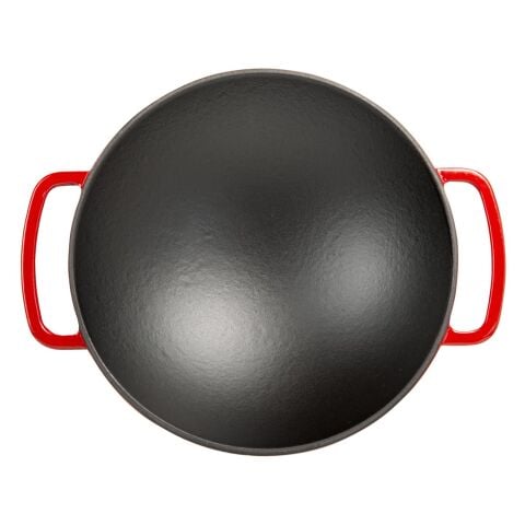 Sürel Wok Tava 35 Cm Kırmızı Demir Döküm