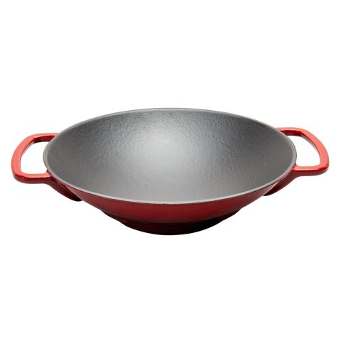 Sürel Wok Tava 35 Cm Kırmızı Demir Döküm