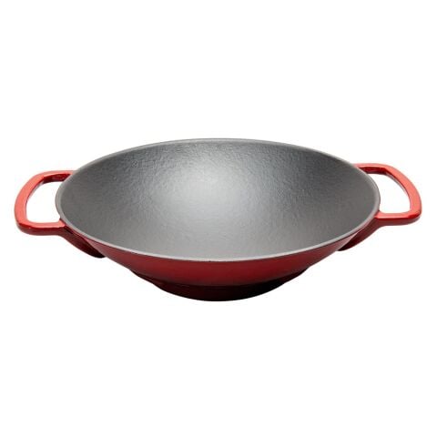 Sürel Wok Tava 35 Cm Kırmızı Demir Döküm