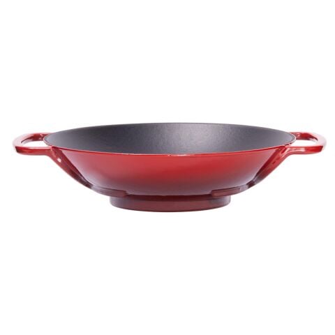 Sürel Wok Tava 35 Cm Kırmızı Demir Döküm