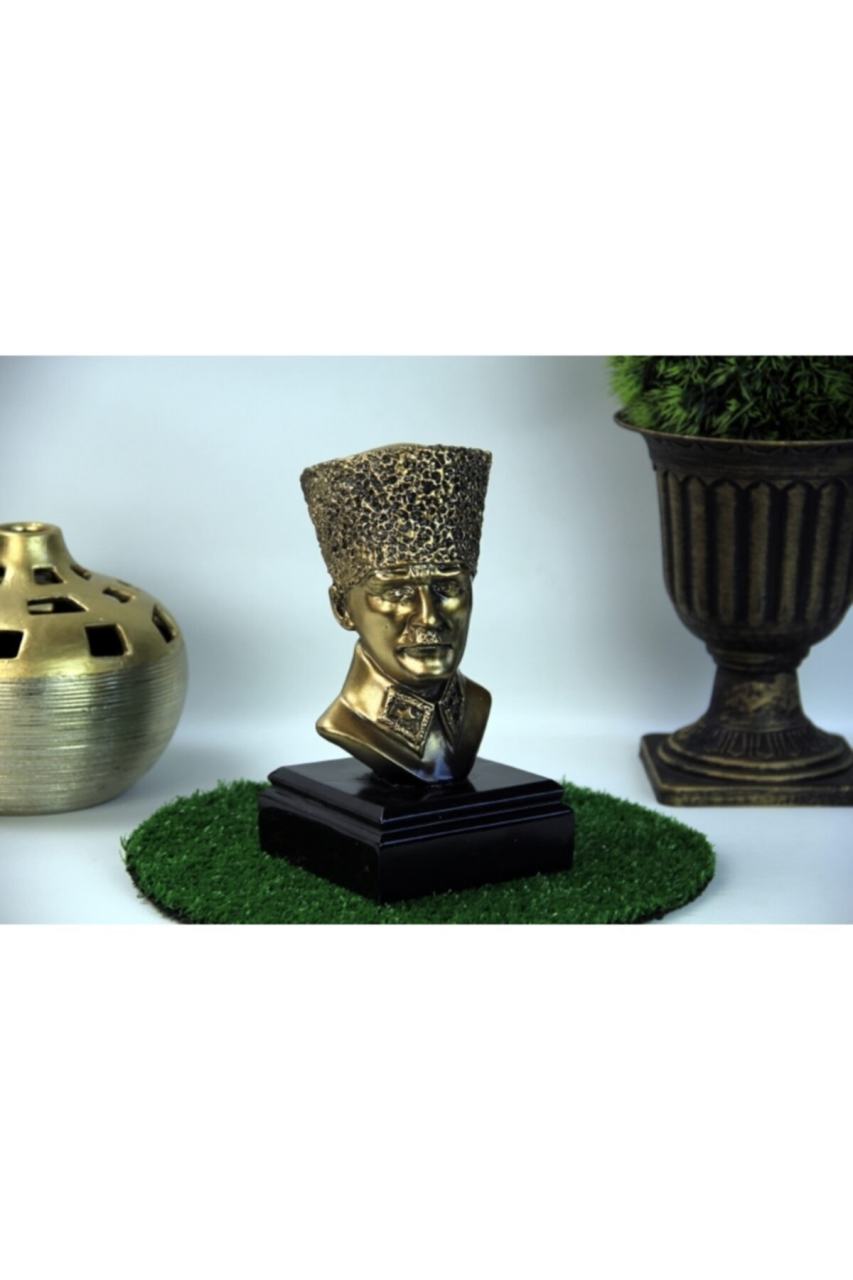 Polyester Altın Atatürk Biblo 12x22 cm