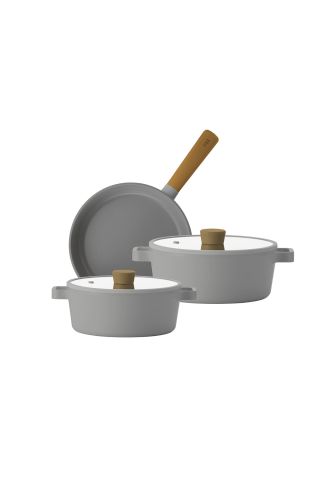 Neoflam Fika Gri Tencere Ve Tava Seti 5 Parça D-NEOGS5