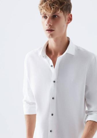 MAVI Uzun Kol Beyaz Gömlek - Dar Kesim