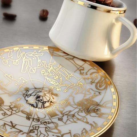 KOLEKSIYON 27879 ALTIN SUFI IRISMANO BONE 6+6 TURK KAHVE FİNCANI