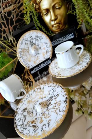 KOLEKSIYON 27879 ALTIN SUFI IRISMANO BONE 6+6 TURK KAHVE FİNCANI