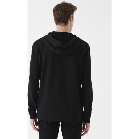 Mavi Erkek Baskılı Siyah Kapüşonlu Sweatshirt