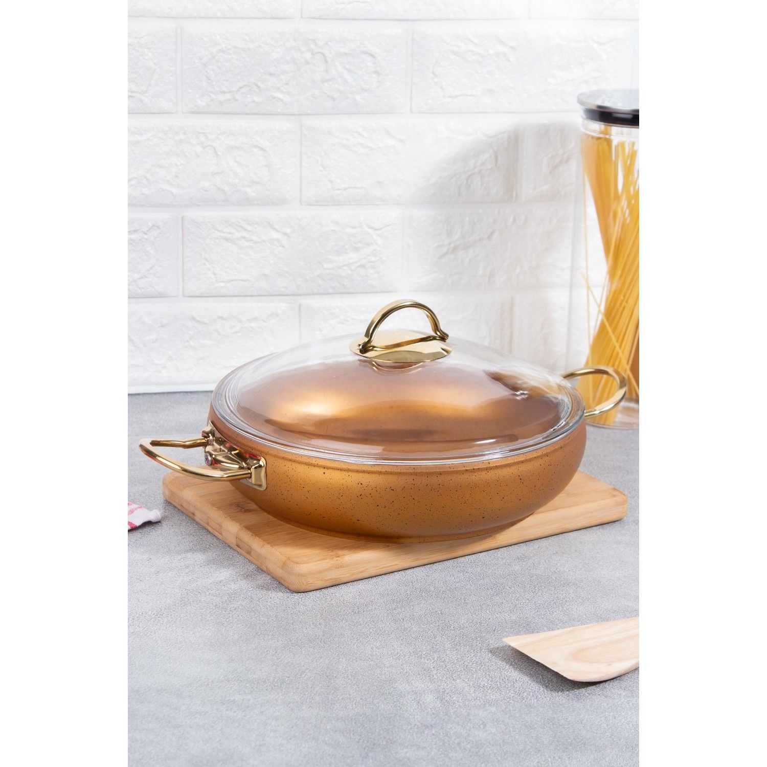 Acar Nostalji Granit Basık Tencere - Gold - 26 cm