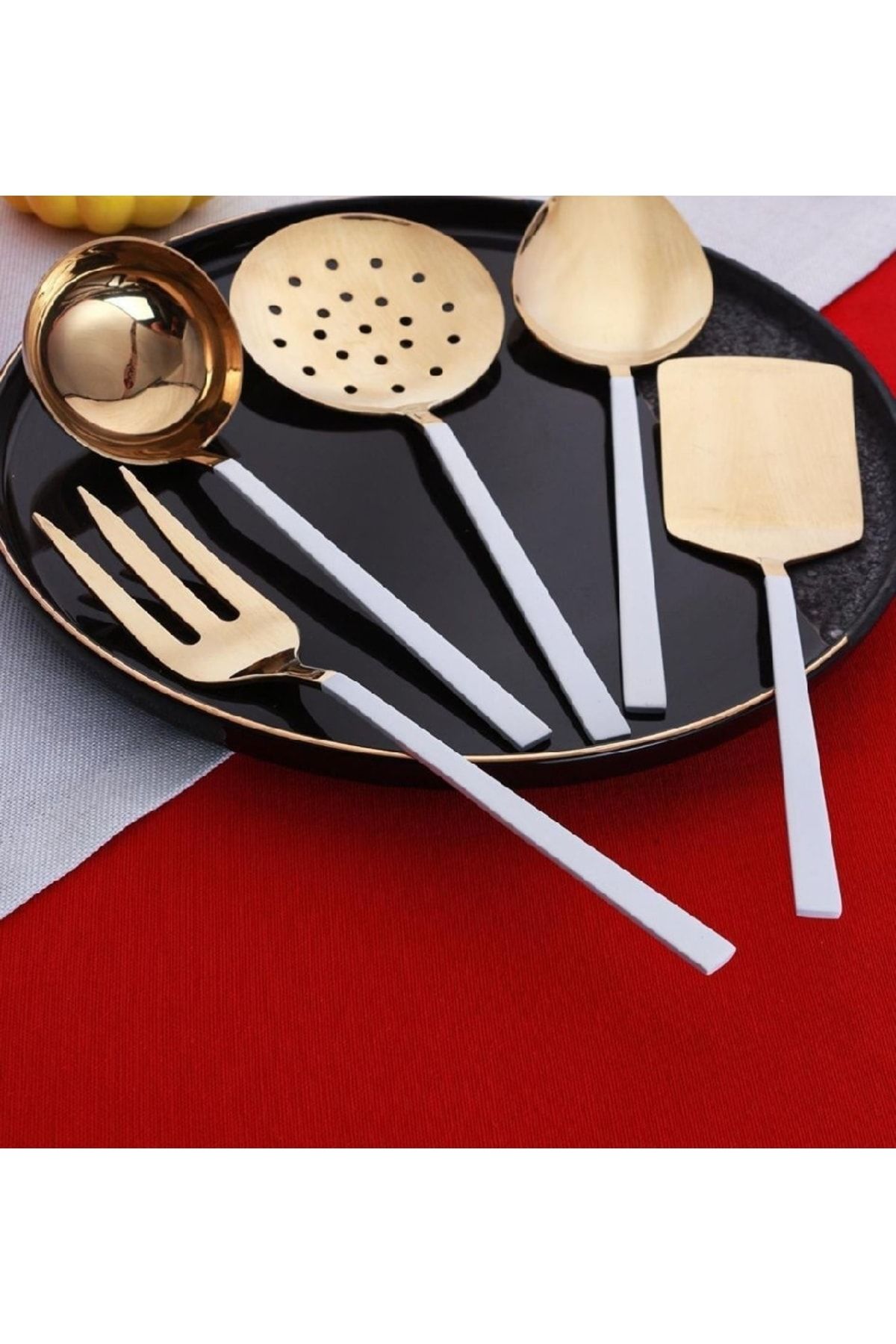 Acar Vienna Luxury Titanyum 5 Parça Servis Maşa Seti Beyaz