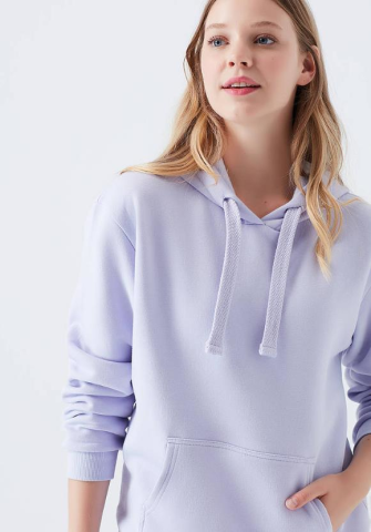 Mavi Kapüşonlu Lila Sweatshirt