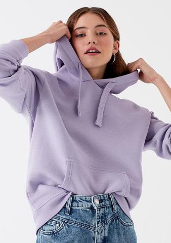 Mavi Kapüşonlu Lila Sweatshirt