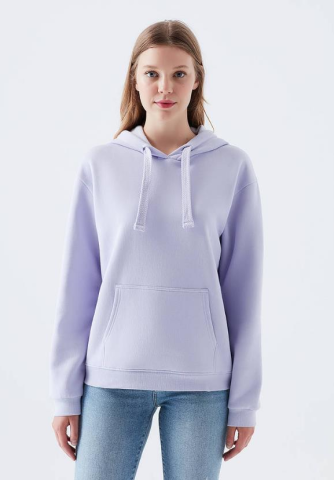 Mavi Kapüşonlu Lila Sweatshirt