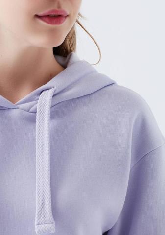 Mavi Kapüşonlu Lila Sweatshirt