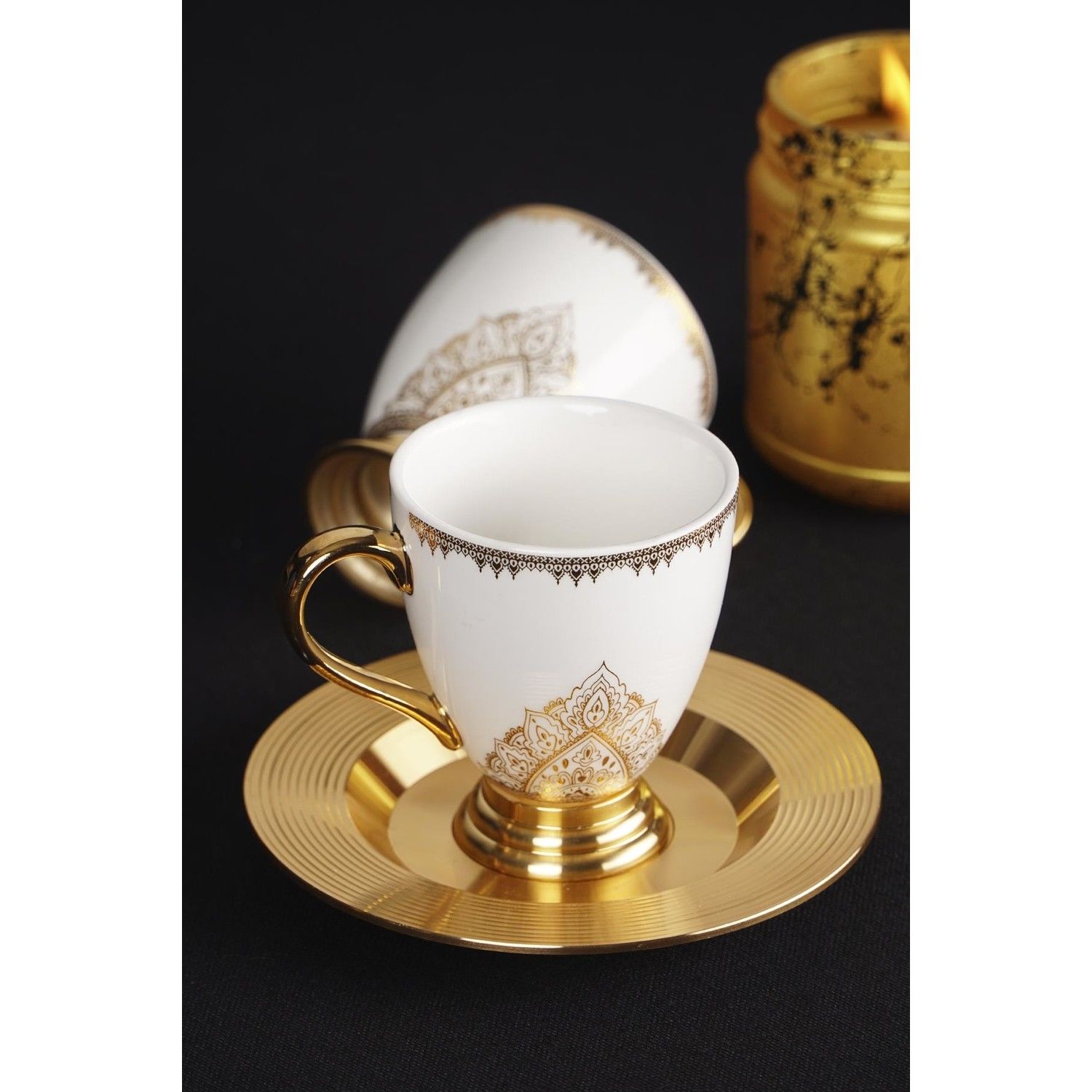 Acar Violet 6'lı Porselen Kahve Fincan Takımı - Gold Yaldız