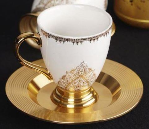 Acar Violet 6'lı Porselen Kahve Fincan Takımı - Gold Yaldız