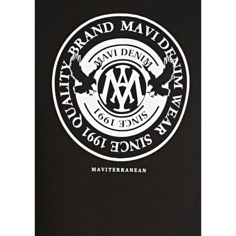 Mavi Logo Baskılı Siyah Tişört 065168-900