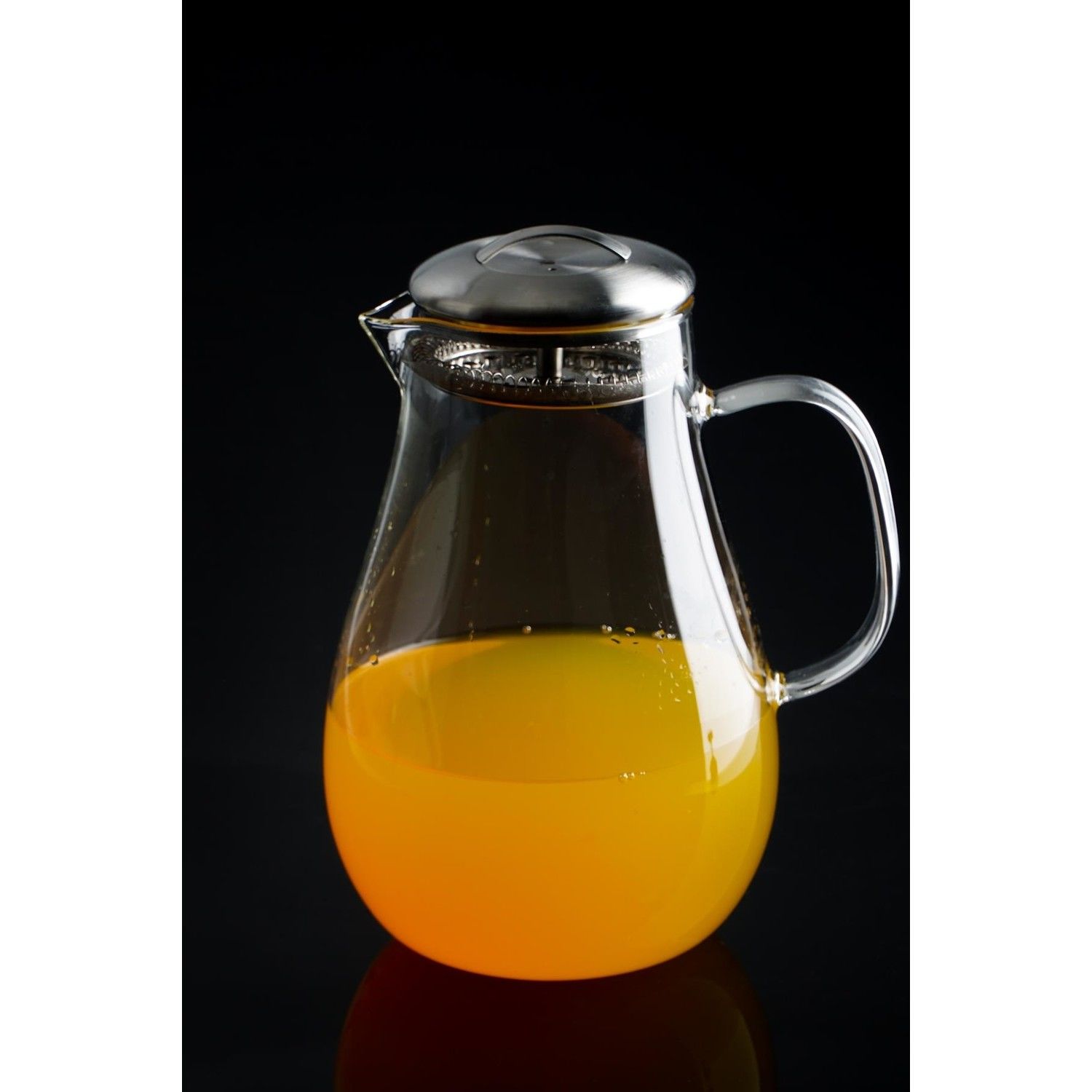 Acar Bloom Metal Süzgeç Kapaklı Oval Cam Sürahi - 2000 ml - AC-011136/12