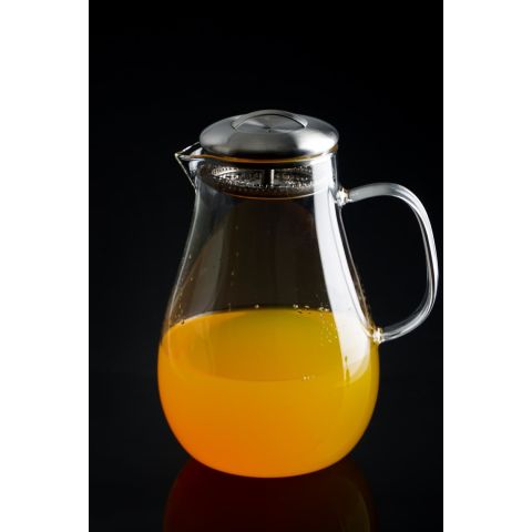 Acar Bloom Metal Süzgeç Kapaklı Oval Cam Sürahi - 2000 ml - AC-011136/12