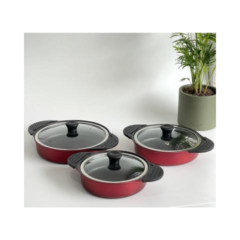 Acar 3'lü Ahenk Kırmızı Döküm Sahan Seti - XDD-011486/4