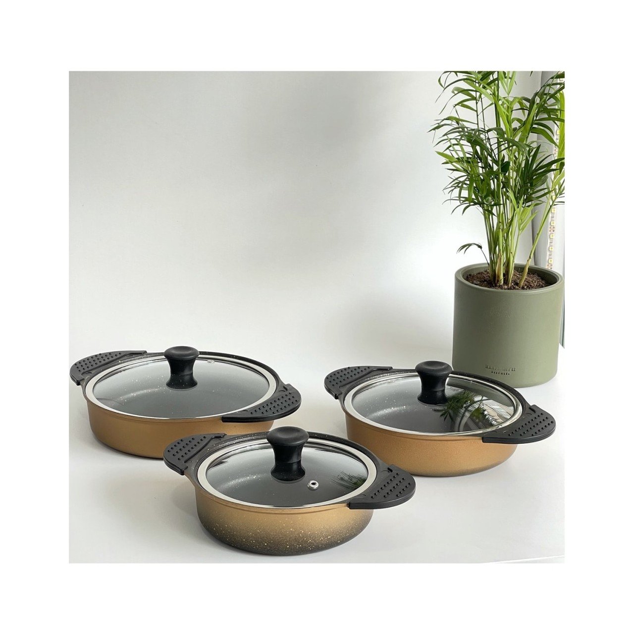 Acar 3'lü Ahenk Gold Döküm Sahan Seti