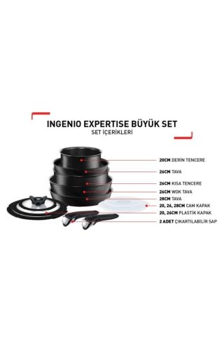 Tefal Ingenio Titanyum Expertise Büyük Tava ve Tencere Seti 12 Parça 6x - 2100125490