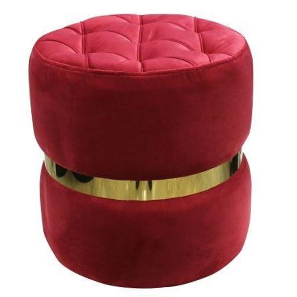 Beyler Modern Lüks Puf Kadife Kolltuk Bordo 42cm