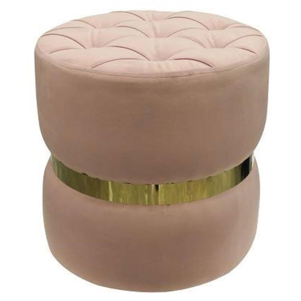 Beyler Modern Lüks Puf Kadife Koltuk Pembe 42cm