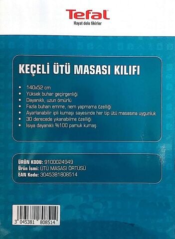 Tefal Ütü Masası Kılıfı Bezi Keçeli %100 Pamuk