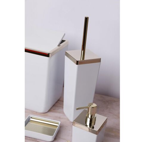 Primanova Toskana 5 Parça Banyo Seti Beyaz Altın Kaplamalı M-SAS01-01A