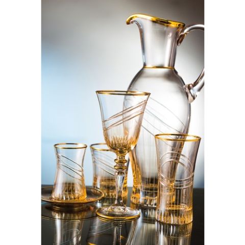 Kcd Seremoni Kahve 31 Parça Cam Sofra Sunum Çeyiz Seti Su Bardak Takımı Kesme El Dekor