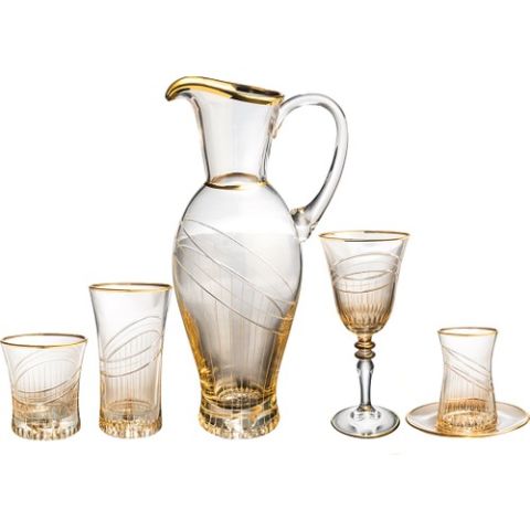 Kcd Seremoni Kahve 31 Parça Cam Sofra Sunum Çeyiz Seti Su Bardak Takımı Kesme El Dekor