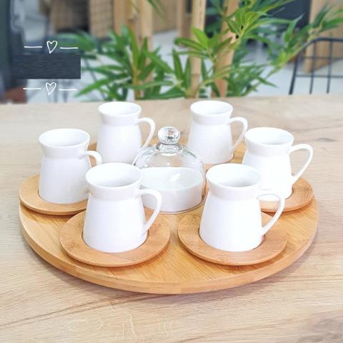 BAMBU TEPSILI KAHVE SET 6LI SETİ FİNCAN