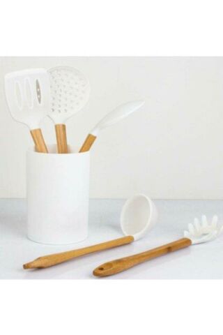 ACAR 5 PARÇA SİLİKON KEPÇE SET BEYAZ AHŞAP SAP