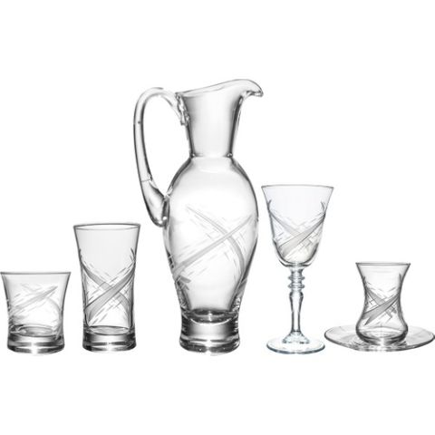 Kcd Estella 31 Parça Cam Sofra Sunum Çeyiz Seti Su Bardak Takımı Kesme El Dekor