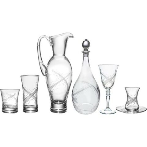 Kcd Estella 61 Parça Cam Sofra Sunum Çeyiz Seti Su Bardak Takımı Kesme El Dekor