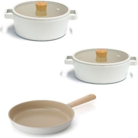 Neoflam Fika Cam Kapaklı Alüminyum Döküm 5 Parça Tencere Seti D-NEOFS5