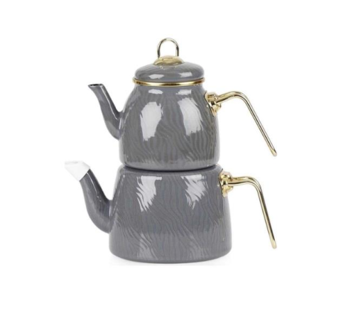 Acar Qualita Hüma Emaye Çaydanlık Takımı Gri