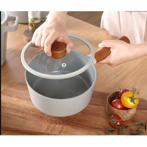 Neoflam Fika Gri Alüminyum Döküm Cam Kapaklı 18 cm Sos Tenceresi