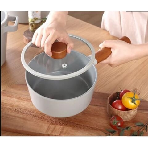 Neoflam Fika Gri Alüminyum Döküm Cam Kapaklı 18 cm Sos Tenceresi