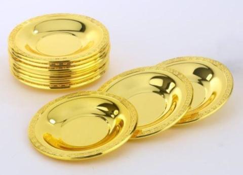 MCA 12 Lİ HALKA KUBBE DESENLİ METAL ÇAY TABAĞI TAKIMI - ALTIN MCA54309-A