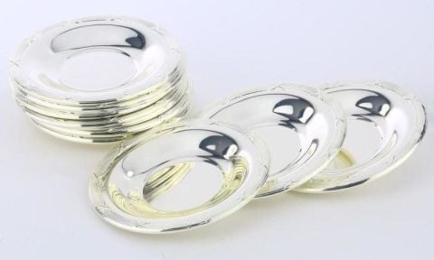 MCA 12 Lİ X DESENLİ METAL ÇAY TABAĞI TAKIMI - GÜMÜŞ MCA54311