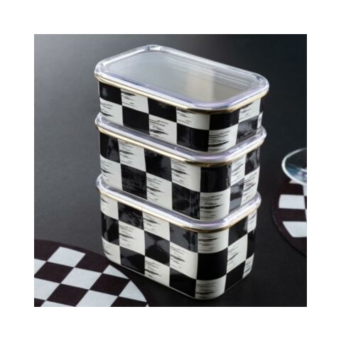 Acar Qualita King Dama Dekor Emaye 3 Lü Dikdörtgen Saklama KabıXAP-22-0247