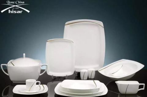 Hisar 85 Parça Dubai Bone China Kare Yemek Takımı