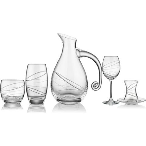 Kcd Samanyolu 31 Parça Cam Sofra Sunum Çeyiz Seti Su Bardak Takımı Kesme El Dekor