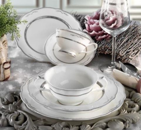 Aryıldız 83 Parça  Prestige Bone Porselen 12 Kişilik Yemek Takımı AR30038