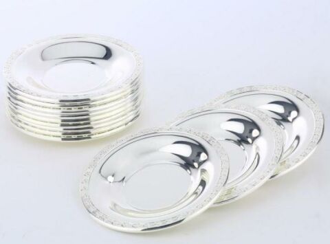 MCA KALP DESENLİ METAL 12 Lİ ÇAY TABAĞI TAKIMI - GÜMÜŞ MCA54310