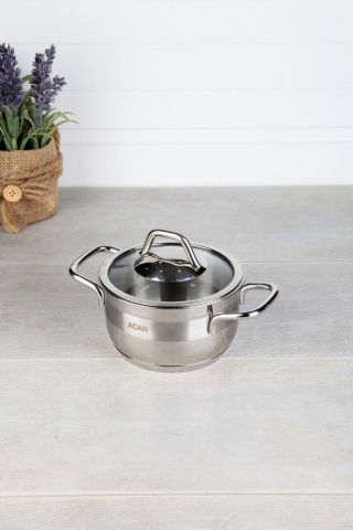 Acar Karat 12 Cm Mini Derin Cam Kapaklı Çelik Sos Tencere 016457