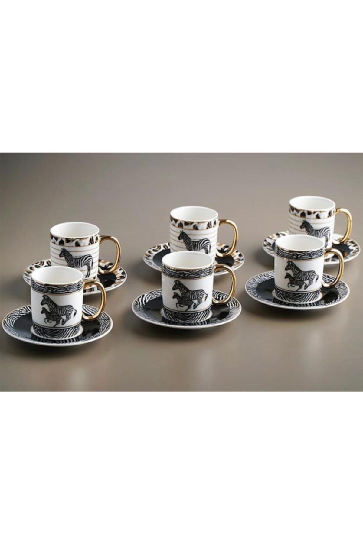 Acar Medusa 6lı Porselen Zebra Desenli Kahve Fincan Takımı HXF-012098/12
